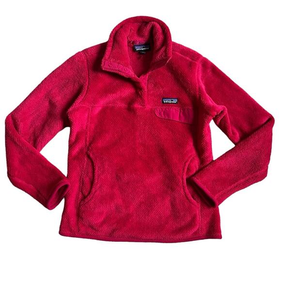 Patagonia Women’s Re-Tool Snap Funnel Neck Hot Pink Fleece Pullover Jacket Sz S - Picture 1 of 8